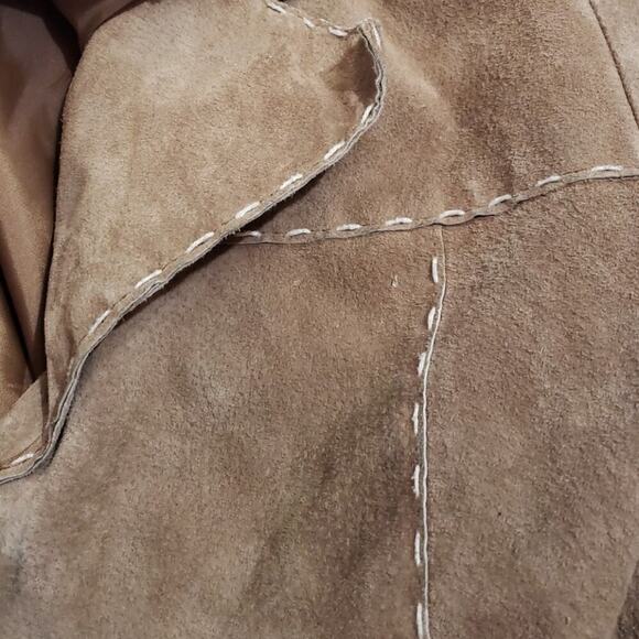 Out brook light Brown Leather Coat with tie - Picture 9 of 9